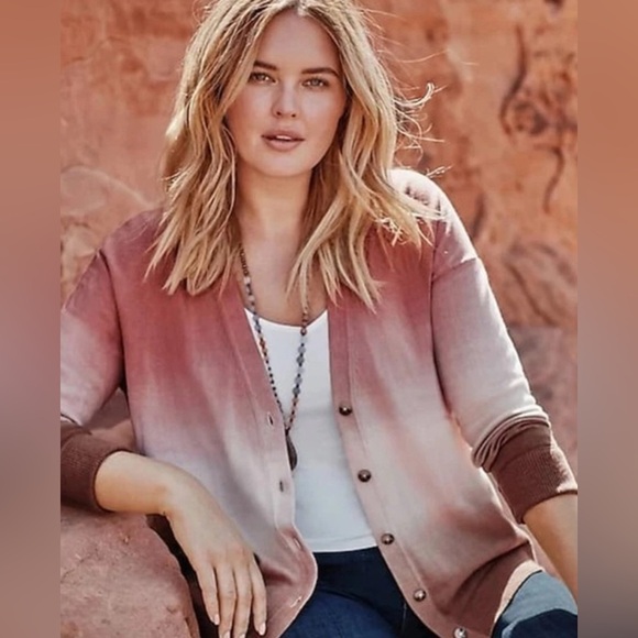 J.Jill Dip Dyed Sunset Ombré Button Up Cardigan Sweater size XL - Picture 1 of 7